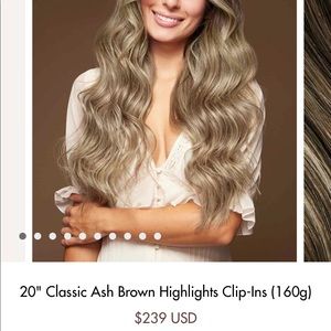 Luxy 20” Clip-In Extensions. Ash Brown Highlts